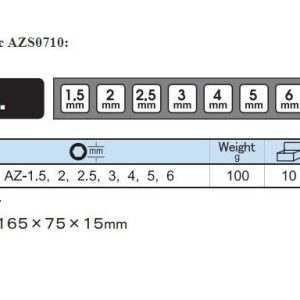 Bộ lục giác bi loại ngắn của Asahi AZS0710 bao gồm 7 thanh lục giác