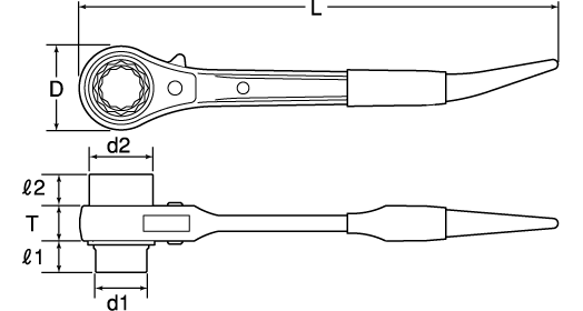 Cờ lê đầu tuýp đuôi chuột cong RM-17X19A