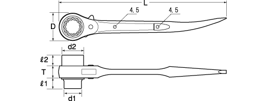 Cờ lê đuôi chuột cong RM-14X17S Top Kogyo