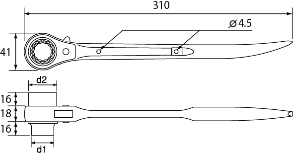 Cờ lê đuôi chuột cong RM-17X21N-S