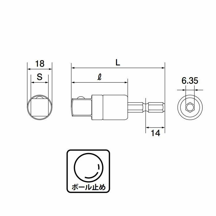ESA 4DX 3 Đầu chuyển vít sang bu lông đuôi 1/2 TOP KOGYO ESA-4DX