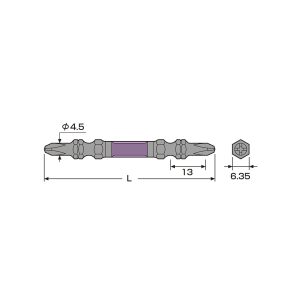 ABRS 14M 2 85 2 Vỉ 10 mũi vít 2 đầu có từ tính ANEX ABRS-14M+2x85