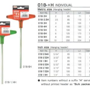 Lục giác chữ T hệ inch EIGHT 018-2.5H Nhật Bản