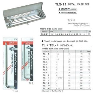 Bộ lục giác EIGHT TLS-11 chính hãng Nhật Bản gồm 11 chi tiết từ 1.5mm đến 14mm, thiết kế đầu bi (Ball End) giúp thao tác dễ dàng ở góc nghiêng. Sản phẩm được chế tạo từ thép hợp kim cao cấp, độ bền vượt trội, chống gỉ sét, phù hợp cho thợ cơ khí, kỹ thuật viên ô tô – xe máy và bảo trì thiết bị công nghiệp. Bộ dụng cụ đi kèm hộp sắt chắc chắn, tiện lợi mang theo và bảo quản. Bộ lục giác EIGHT TLS-11