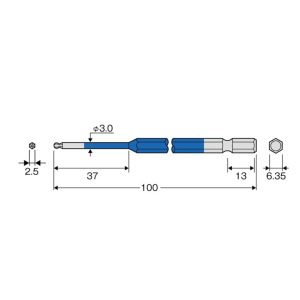 Mui vit dau luc giac bi ANEX ACBP 2510 2 Mũi vít đầu lục giác bi ANEX ACBP-2510