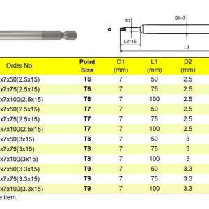 Đầu vặn ốc vít OHMI V-17T T8x7x50 (3x15) Nhật Bản