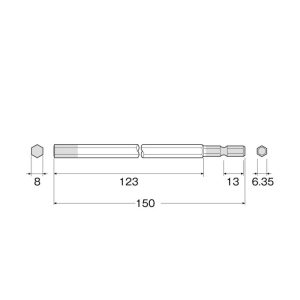 Mui vit dau luc giac 6mm dai 150mm ANEX ACHX 8015 1 Mũi vít đầu lục giác 8mm ANEX ACHX-8015