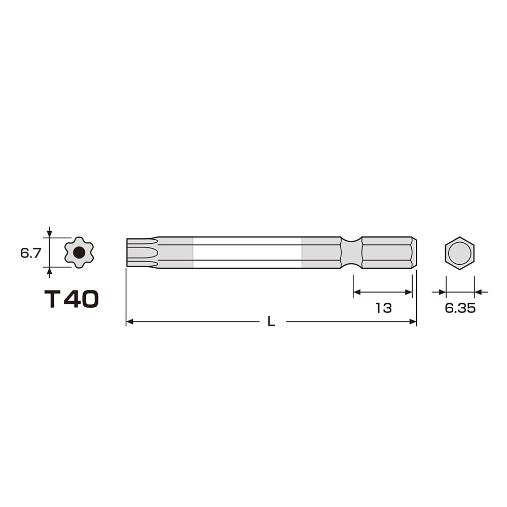 Mũi vít đầu hoa thị có lỗ T40 ANEX ACTX-4065 Mũi vít đầu hoa thị có lỗ T40 ANEX ACTX-4065