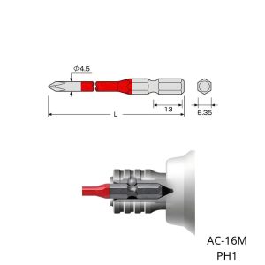 Vỉ 10 mũi vít 4 cạnh ANEX AC-16M+1×100